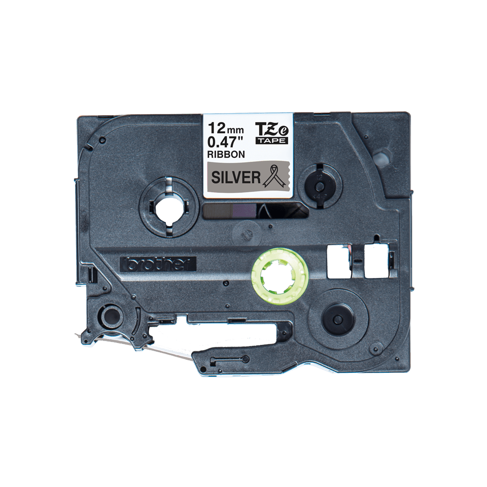 Äkta Brother TZe-R931 satinbandskassett – svart på silver, 12 mm brett band 2